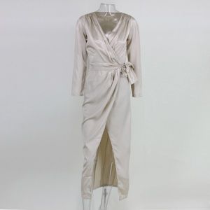 Satin Feel Dress High slit